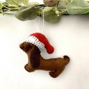 Dachshund felt decoration tan